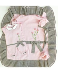 Wool Rose Bow Set - Onesie §701