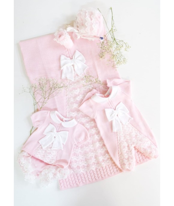 Baptism Series Lace & Cotton Bow - T-Shirt With Culottes §723