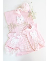 Baptism Series Lace & Cotton Bow - T-Shirt With Culottes §723