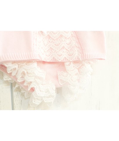 Baptism Series Lace & Cotton Bow - T-Shirt With Culottes §723