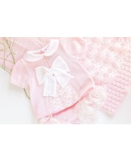 Baptism Series Lace & Cotton Bow - T-Shirt With Culottes §723