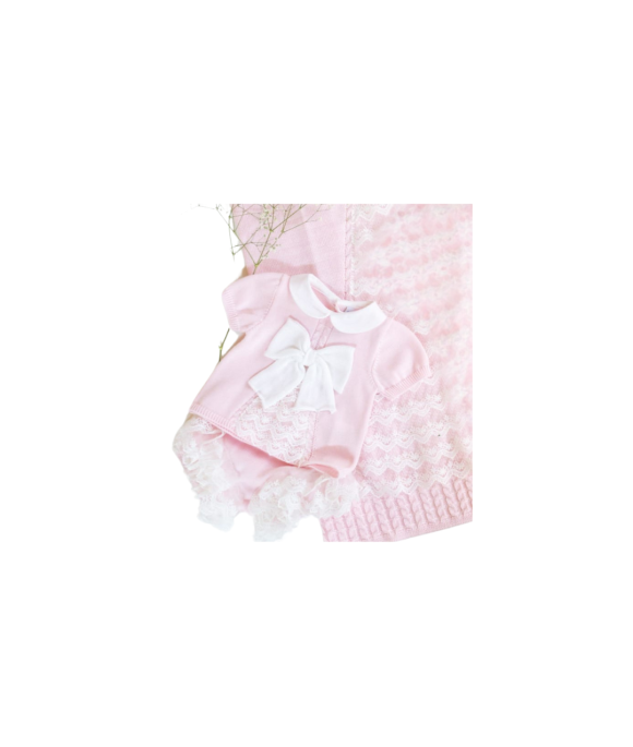 Baptism Series Lace & Cotton Bow - T-Shirt With Culottes §723