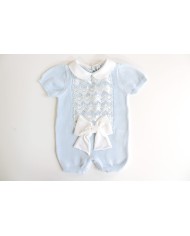 Baptism Series Lace & Cotton Bow - Romper §725