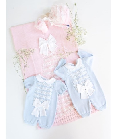 Baptism Series Lace & Cotton Bow - Romper §725