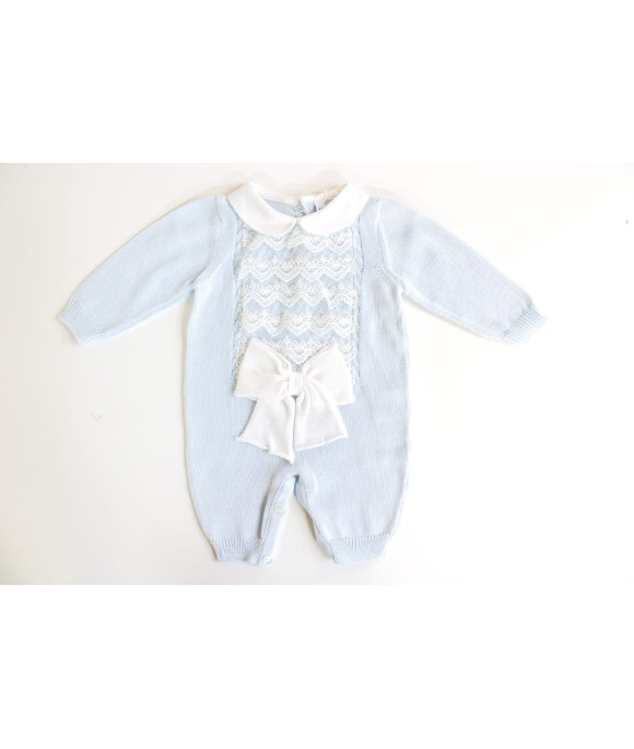 Serie Battesimo Pizzo & Fiocco Cotone - Tutina §726