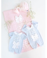 Baptism Series Lace & Cotton Bow - Onesie §726