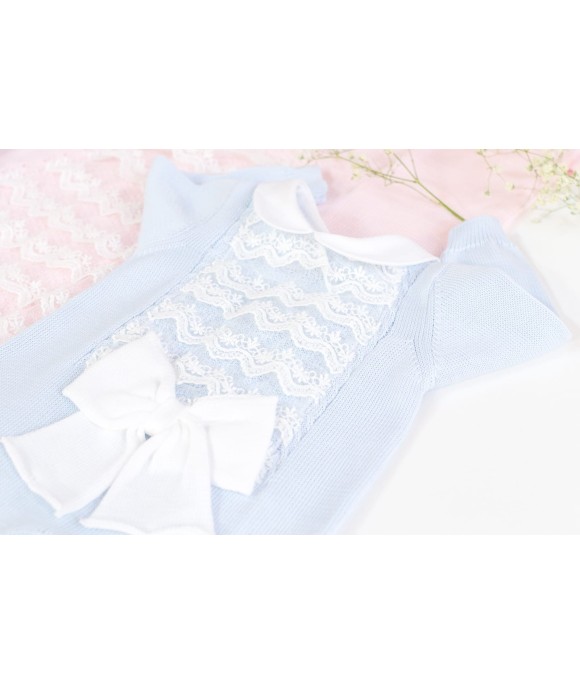 Baptism Series Lace & Cotton Bow - Onesie §726