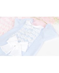 Baptism Series Lace & Cotton Bow - Onesie §726