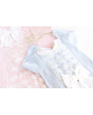 Baptism Series Lace & Cotton Bow - Onesie §726