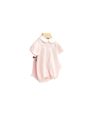 Serie Battesimo Pizzo & Fiocco Cotone - Maglietta + Pantalone §727