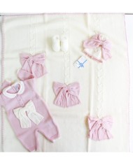 Set Treccione Con Fiocco Intrecciato Lana - Tutina §770
