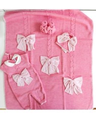 Set Treccione Con Fiocco Intrecciato Lana - Tutina §771