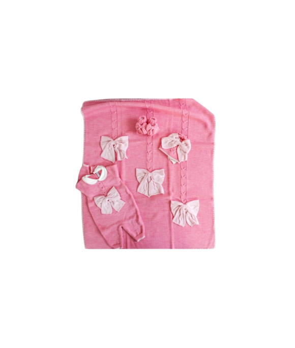 Set Treccione Con Fiocco Intrecciato Lana - Tutina §771