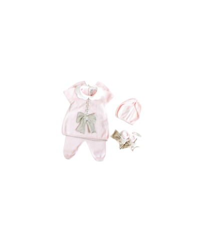 Cotton Ribbon Bow Series - 2 Pcs Baby Girl's Headband Cover With Shoes + Hat §456