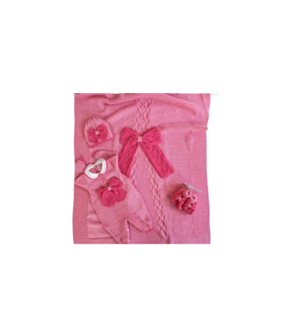 Set Fiocco Con Lavorazione Lana Per Neonata - Tutina §785