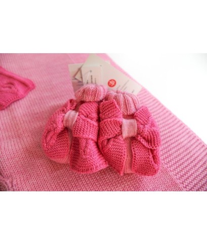 Set Fiocco Con Lavorazione Lana Per Neonata - Tutina §785