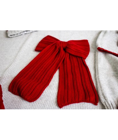 Set of Ribbed Wool Bows for Newborns - Baby Boy's Layette §791