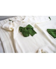 Ribbed Set with Wool Bow - Onesie §792