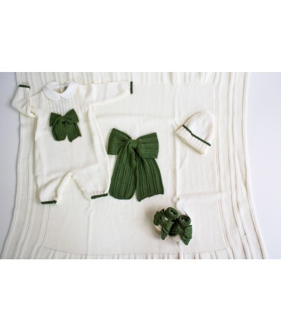 Ribbed Set with Wool Bow - Onesie §792
