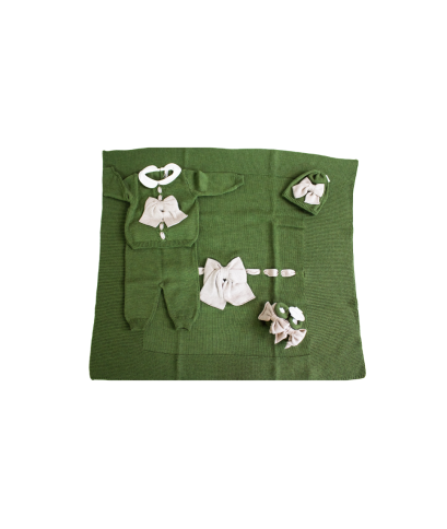 Wool Bow Set for Newborns - Baby's Layette §796