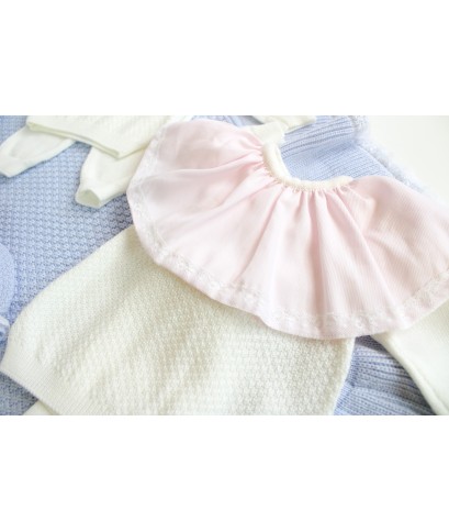 Set Battesimo Collo In Tessuto Lana - Coprifasce Femminuccia §801