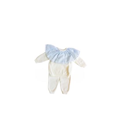 Set Battesimo Collo In Tessuto Lana - Coprifasce Maschietto §802
