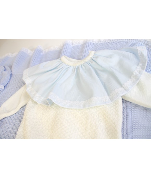 Set Battesimo Collo In Tessuto Lana - Coprifasce Maschietto §802