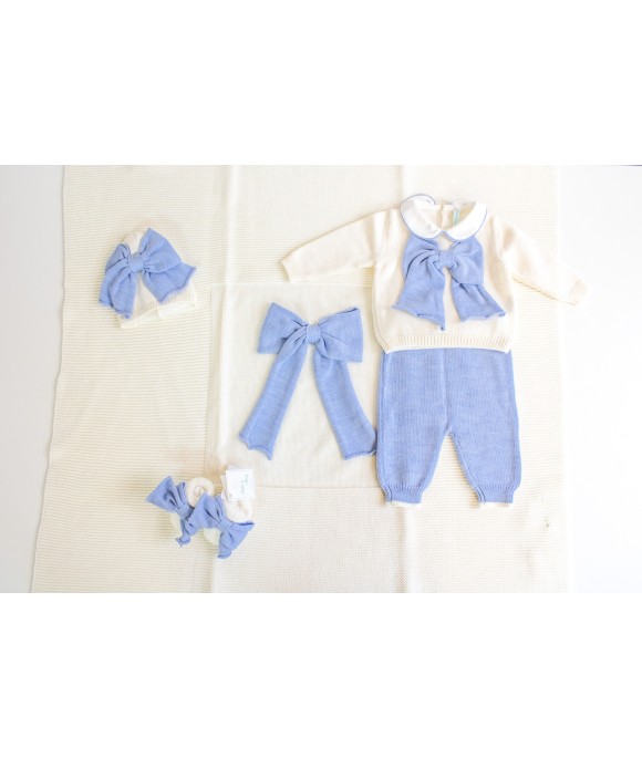 Long Wool Bow Set - 2 Pcs Baby Boy Headband Cover §806