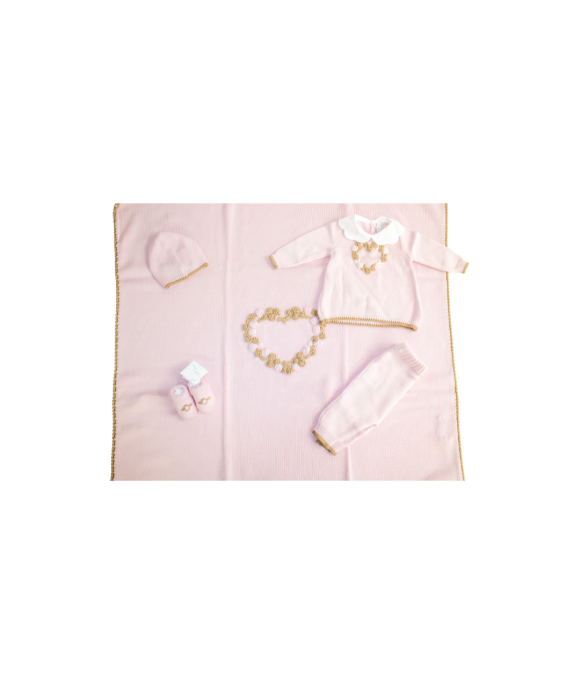 Rococo Heart Wool Set - 2 Pcs Baby Girl Headband Cover §807