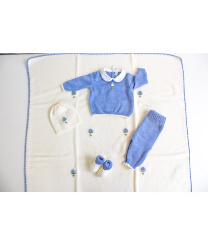 Set Tulipano Lana Per Neonato - Coprifasce §809
