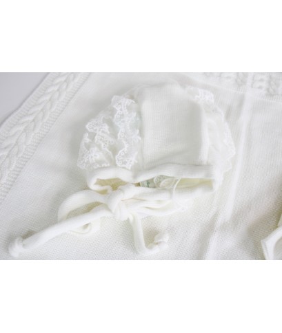 Serie Battesimo Lana - Coprifasce Con Scarpette + Cappellino §815