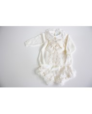 Serie Battesimo Lana - Coprifasce Con Scarpette + Cappellino §815