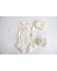 Baptism Series Wool - Headband Cover with Shoes + Hat §815