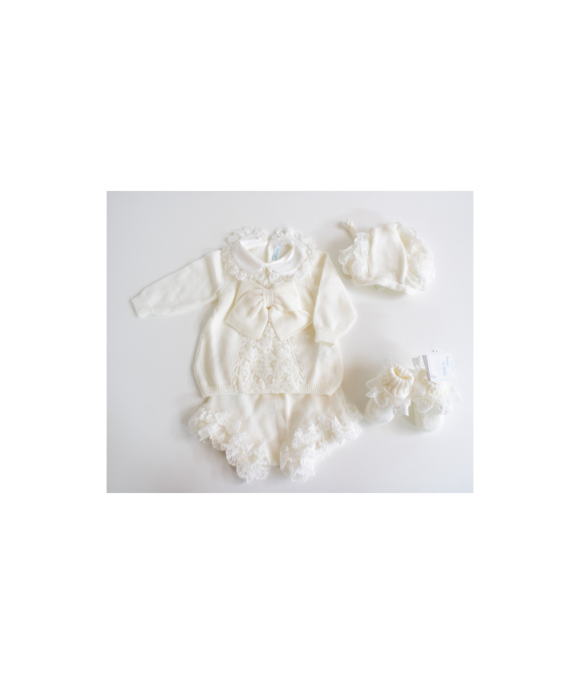 Baptism Series Wool - Headband Cover with Shoes + Hat §815