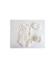 Set Battesimo Pizzo Nuovo Lana - Tutina §815