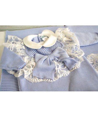 Set Battesimo Pizzo Nuovo Lana - Tutina §815