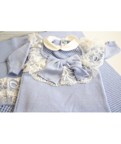 Set Battesimo Pizzo Nuovo Lana - Tutina §815