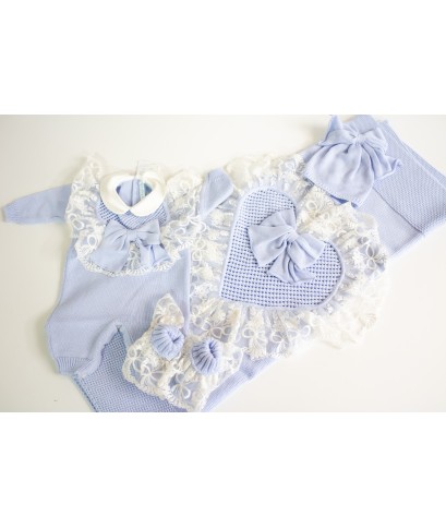 Set Battesimo Pizzo Nuovo Lana - Tutina §815