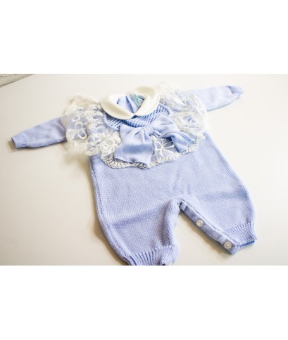 Set Battesimo Pizzo Nuovo Lana - Tutina §815