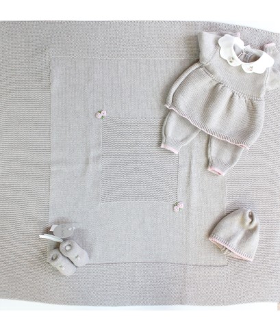 Wool Rose Set for Newborns - Baby Girl's Layette §816