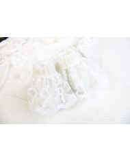 Set Battesimo Pizzo Nuovo Lana - Coprifasce Con Coulotte §821