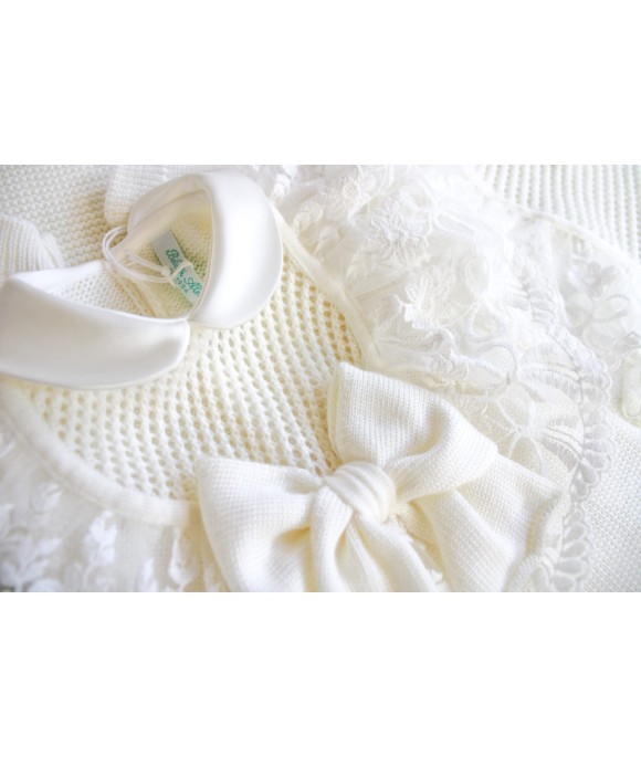 Set Battesimo Pizzo Nuovo Lana - Coprifasce Con Coulotte §821