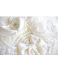 Set Battesimo Pizzo Nuovo Lana - Coprifasce Con Coulotte §821