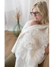 Set Battesimo Pizzo Nuovo Lana - Coprifasce Con Coulotte §821