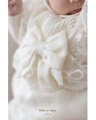 Set Battesimo Pizzo Nuovo Lana - Coprifasce Con Coulotte §821