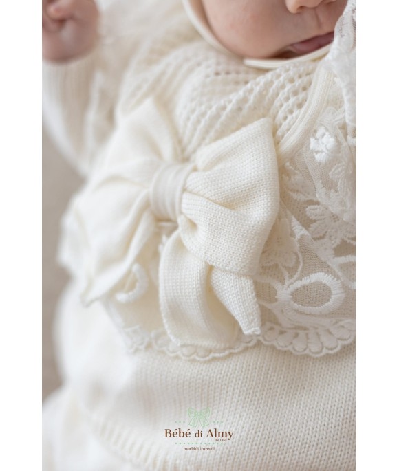 Baptism Series New Wool Lace - 2 Pcs Headband Cover with Shoes + Hat §822