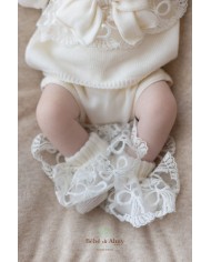 Baptism Series New Wool Lace - 2 Pcs Headband Cover with Shoes + Hat §822