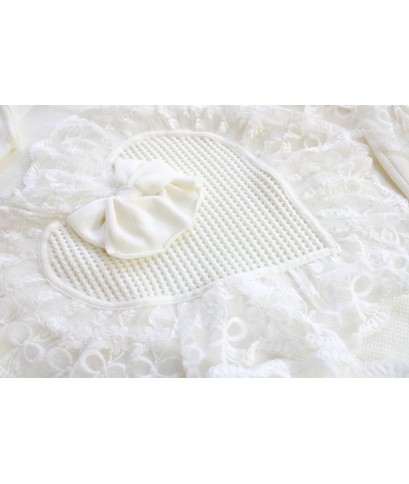 New Wool Lace Baptism Set for Baby Girl - Baby Girl's Layette with Pants §824