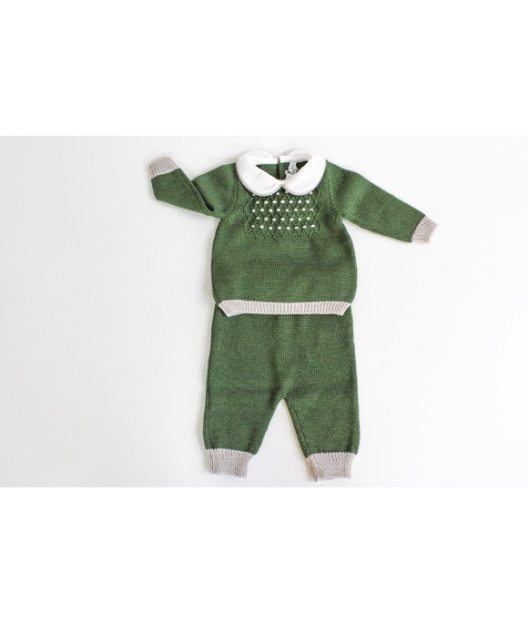 Wool Smock Stitch Series -  2 Pcs Set (Sweater + Trousers) §825