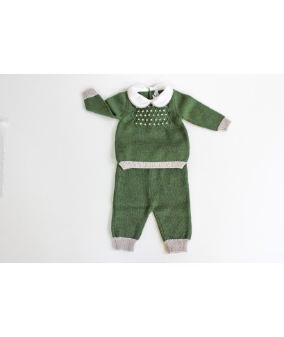 Serie Punto Smock Lana - Completo 2 Pezzi (Maglia + Pantalone) §825